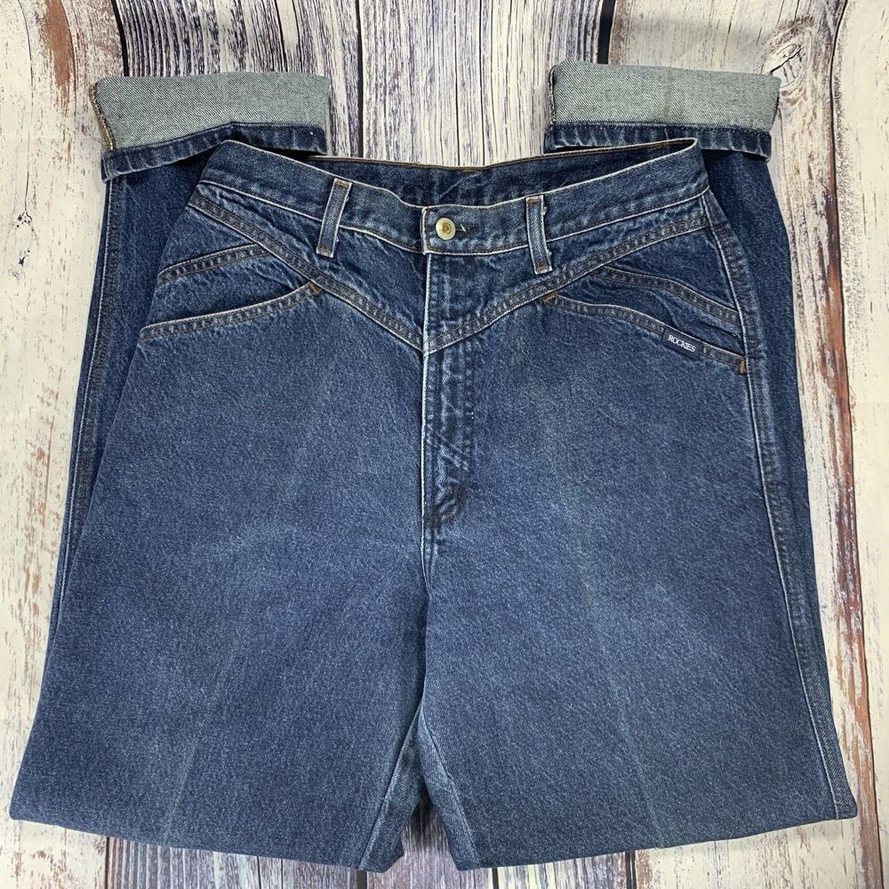 Vintage Rockies Rocky Mountain High Waisted Western Bareback Blue Jeans, Size 30
